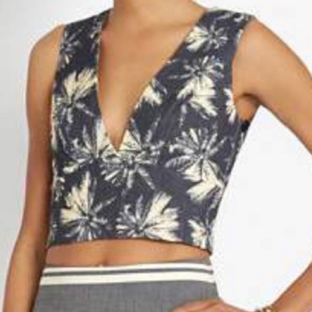L'AGENCE x Intermix Palm Tree Crop Top Blouse L'AGENCE crop top shirt sleeveless